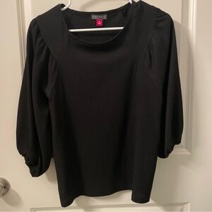 Vince Camuto S Black Puff Sleeve Crinkle Gauze Top Gothic Minimalist Lagenlook